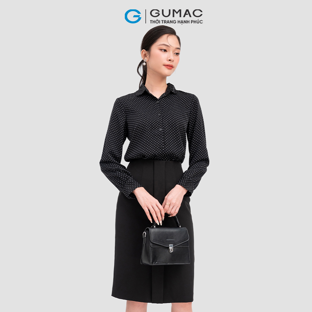 Áo sơ mi nữ GUMAC AC10051 tay dài bâu tròn chấm bi