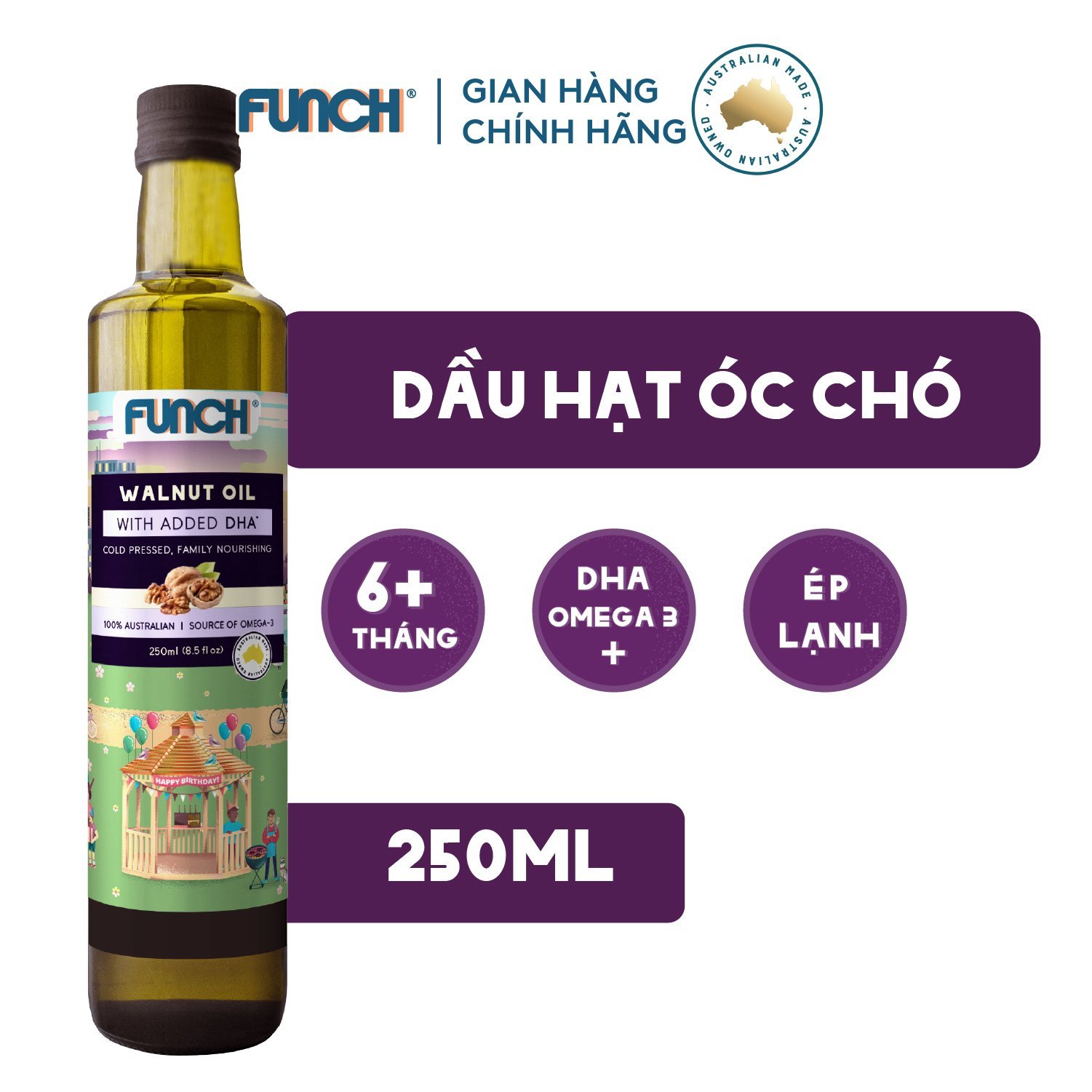 Combo 14 Gói Trái Cây Nghiền Ăn Dặm 120g Và 1 Chai Dầu Hạt Óc Chó Funch 250ml Tặng 1 Bình Nước 1 Lít