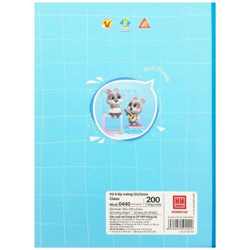 Vở Class Best Friend - 4 Ô Ly 200 Trang 80gsm - Hồng Hà 0440 (Mẫu Màu Giao Ngẫu Nhiên)