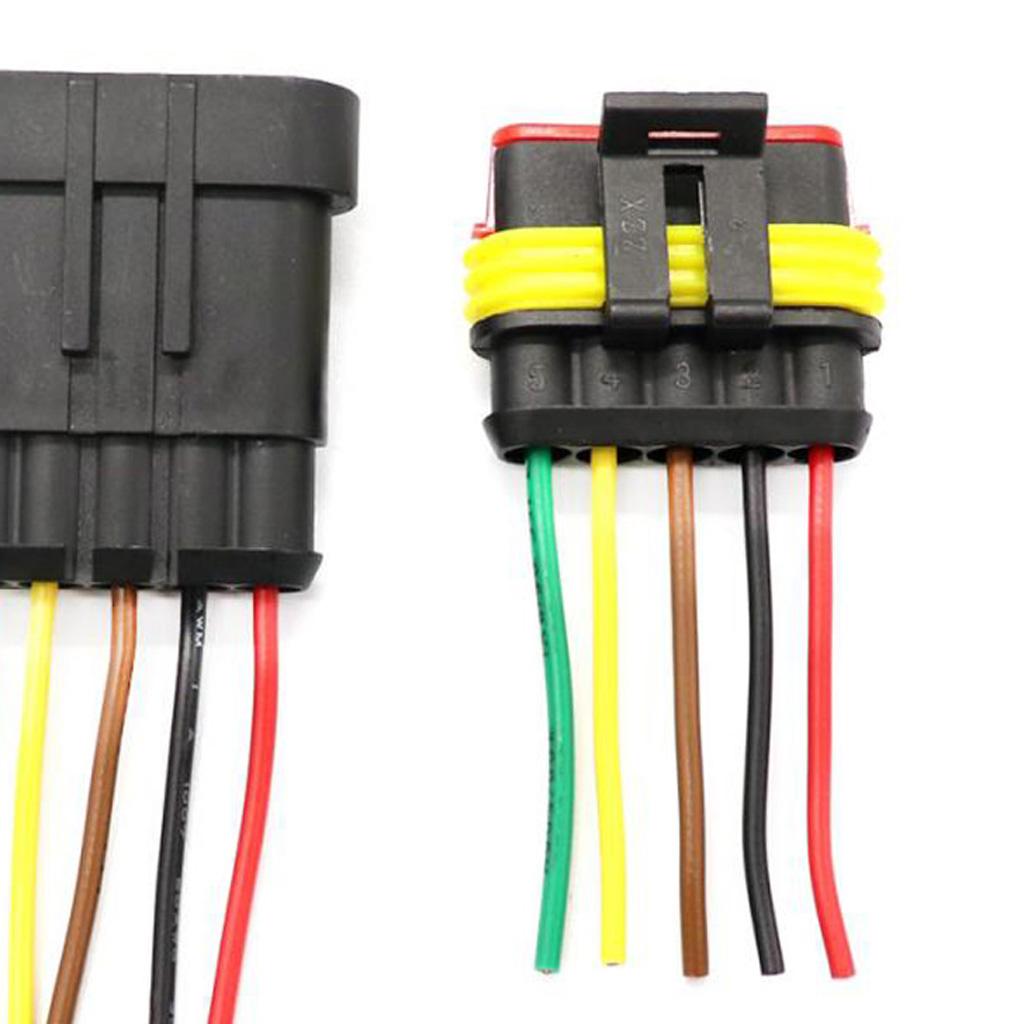 5x 5-Pin Way Car Waterproof Electrical Connector Plug with Wire Motorcycle