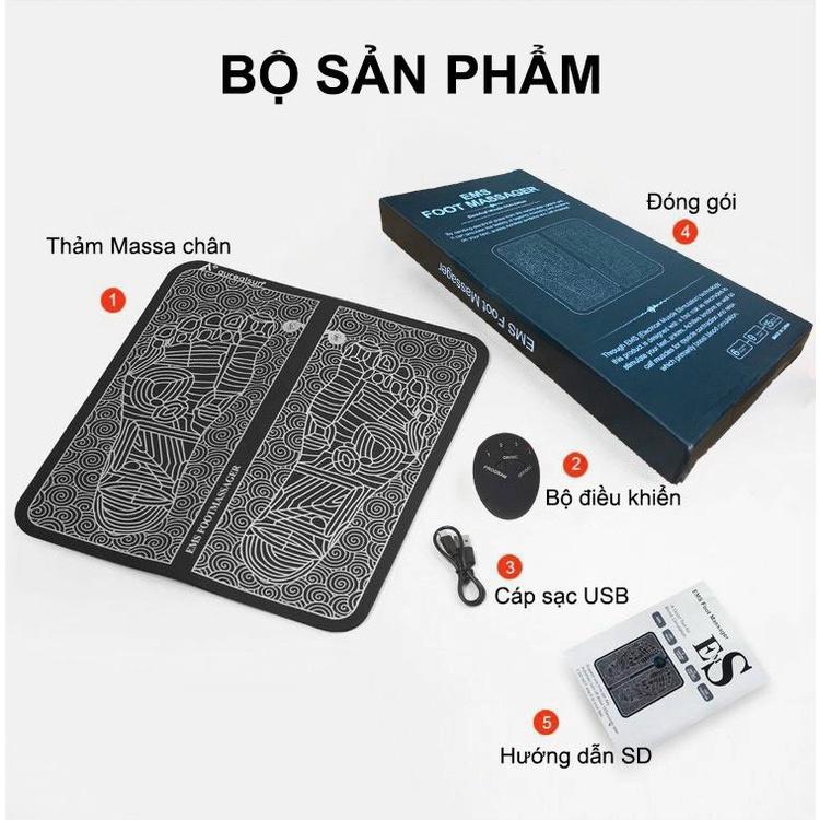 THẢM MASSGE CHÂN THƯ GIẢN - MÁY MASSAGE CHÂN MÔ PHỎNG CƠ EMS THÚC ĐẨY LƯU THÔNG MÁU , GIẢM ĐAU MỎI , CẢI THIỆN GIẤC NGỦ