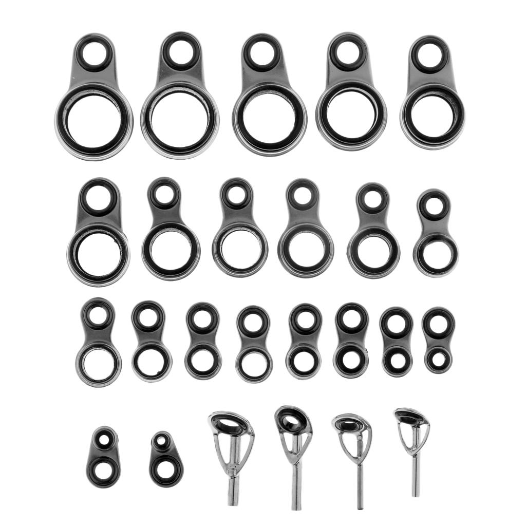 25pcs Fishing Rod Guides Eye Rings Rod Top Ring DIY Tip Repair Kit 1.0-10mm
