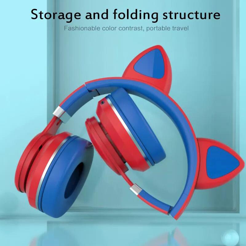 Đôi 타이 Mèo Tai Nghe 블루투스 Tai Nghe Không Dây Dạ Quang Tai Nghe Máy Tính Chơi 게임 Tai Nghe Hoạt 큰 Dễ Thương Quà Sinh Nhật Tặng Tai Nghe 블루투스 Chụp 타이