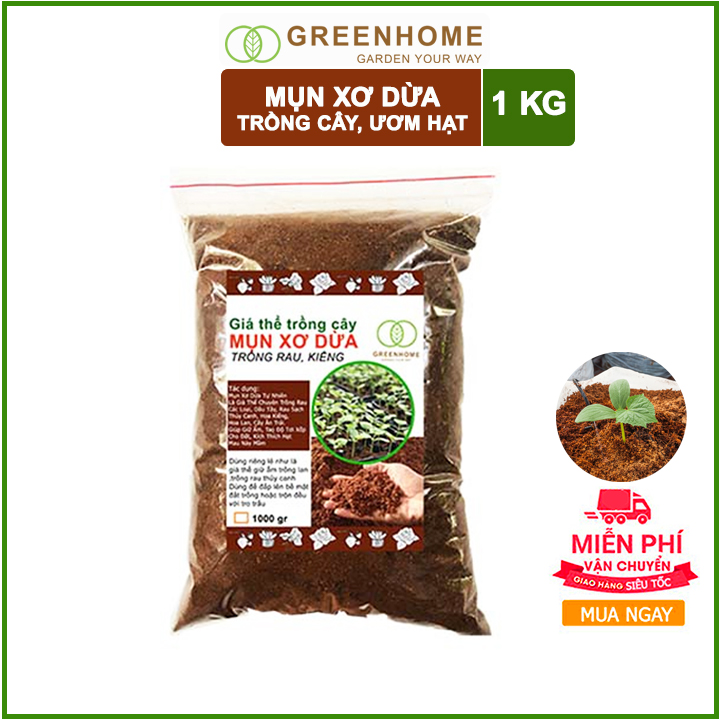 Mụn xơ dừa xay nhuyễn 1 KG-Giúp cải tạo đất, làm đất tơi xốp, thông thoáng, giữ chất dinh dưỡng cho cây trồng