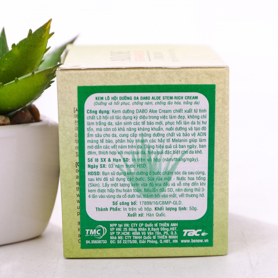 KEM DƯỠNG DA LÔ HỘI DABO ALOE STEM-RICH MOISTURE CREAM