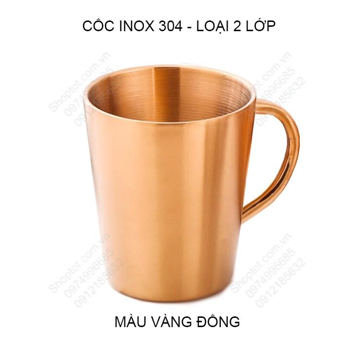 CỐC LY BẰNG INOX 304 LOẠI 2 LỚP CÓ TAY CẦM 300ML, CHUYÊN DÙNG UỐNG CÀ PHÊ, UỐNG TRÀ, SỮA ĐA NĂNG