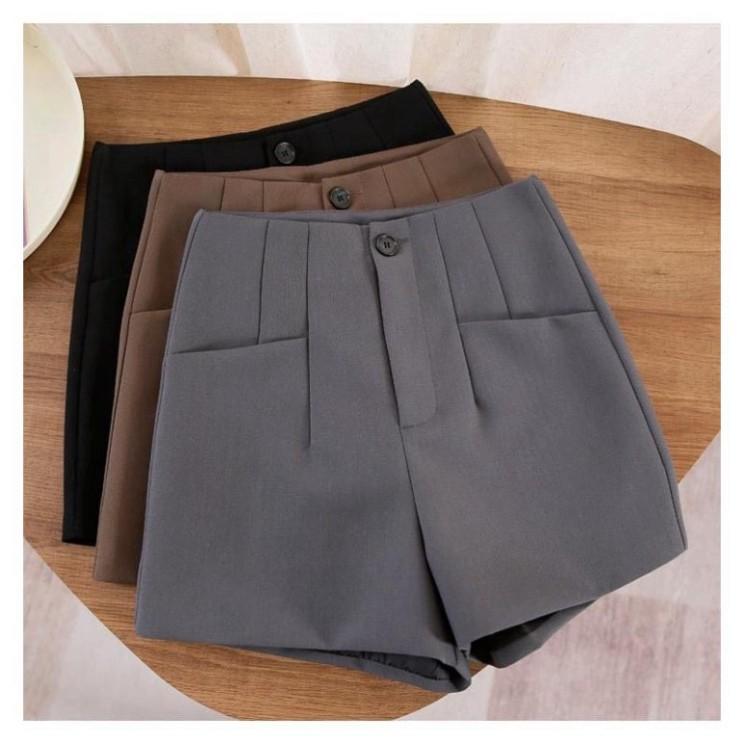 Quần Shorts Nữ Cạp Cao Tôn Dáng Chất Liệu Tuyết Mưa