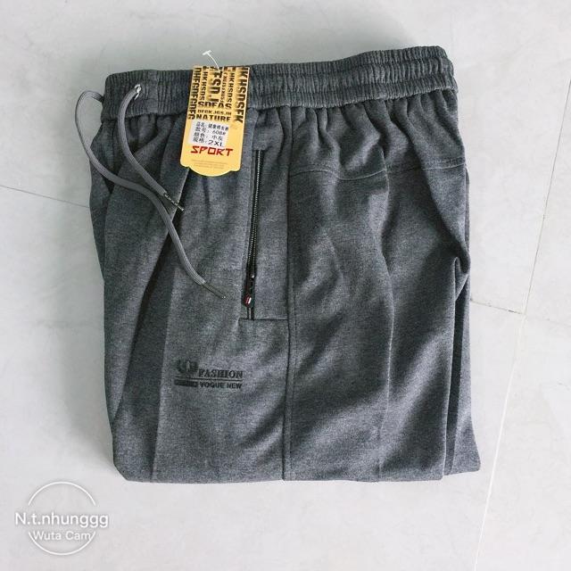 Quần nỉ nam trung niên quần măc nhà hàng chất đep size to túi khoá ống suông