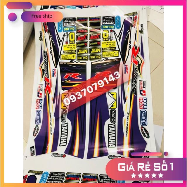 Tem rời dành cho xe sirius chữ R dán xe bạc tím