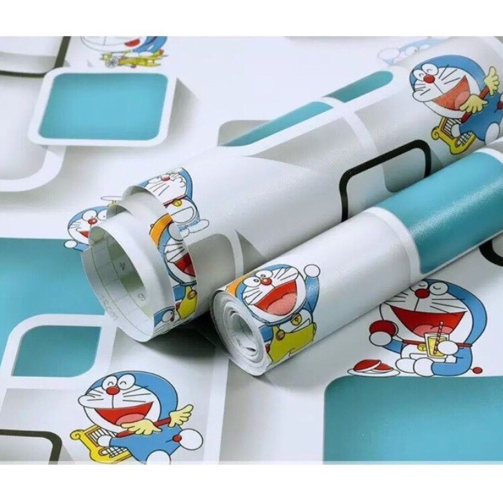 Combo 10 mét giấy dán tường, decal dán tường trang trí nhà cửa ĐÔ RÊ MON Ô VUÔNG khổ 45cm