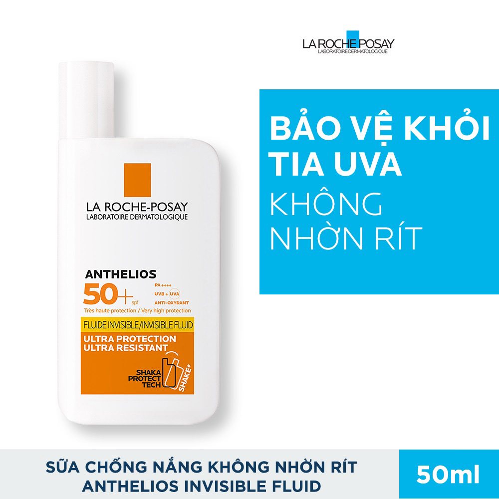 Kem Chống Nắng Dạng Sữa Lỏng Nhẹ Không Nhờn Rít La Roche Posay Anthelios Invisible Fluid SPF 50+ 50ml