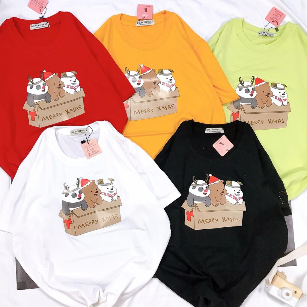 - Áo thun tay ngắn Be Yourself unisex size M L - 3 CON GẤU TRONG HỘP QUÀ NOEL
