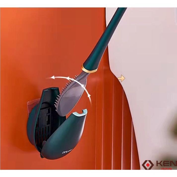 Cọ toilet, cọ nhà vệ sinh silicon cao cấp có hhoopj đựng 2 trong 1