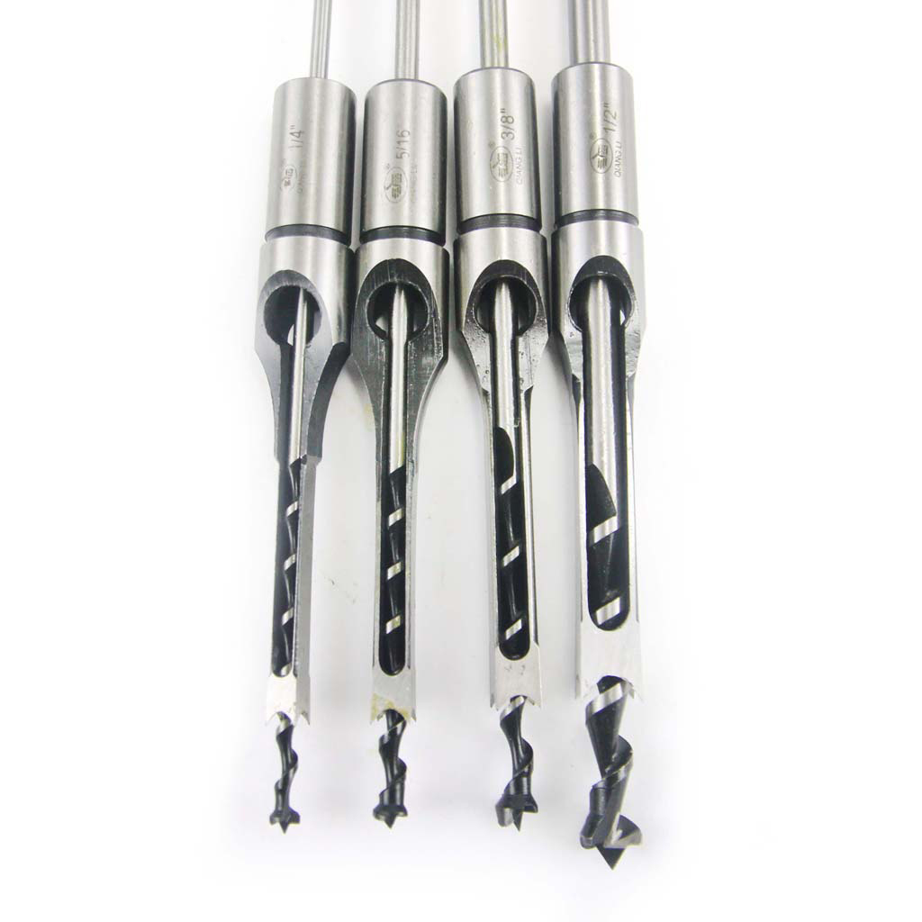 BỘ 4 MŨI KHOAN GỖ LỖ VUÔNG 1/4 - 1/2 INCH HSS