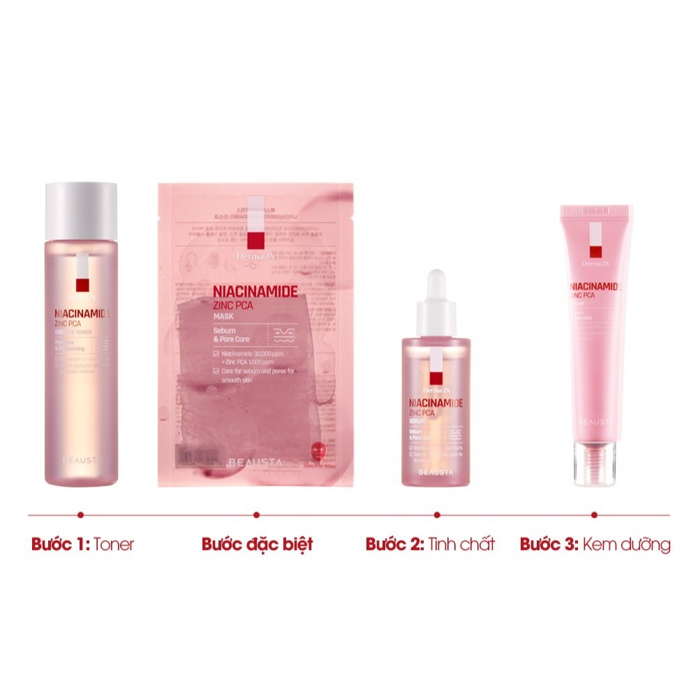 Nước Hoa Hồng Beausta Derma2X Niacinamide Zinc PCA Essence Toner 200ml