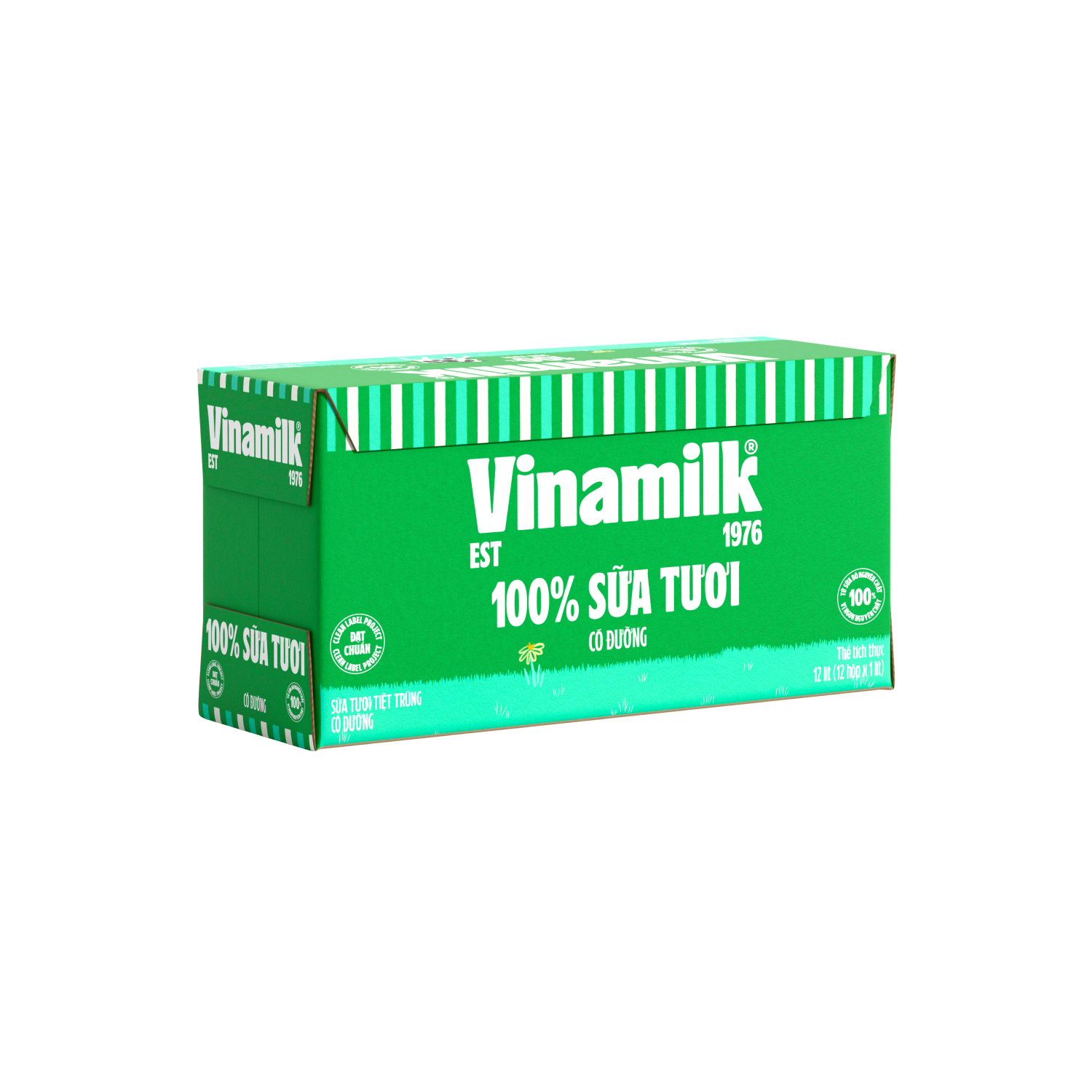 Thùng 12 Hộp Sữa Tươi Tiệt Trùng Vinamilk 100% Có Đường (1L)