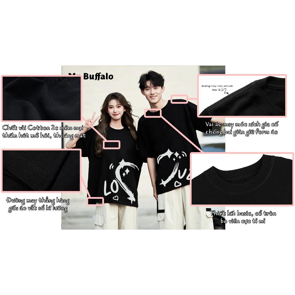 Áo đôi, Cặp cute "em - anh" cotton 100% Mr.Buffa