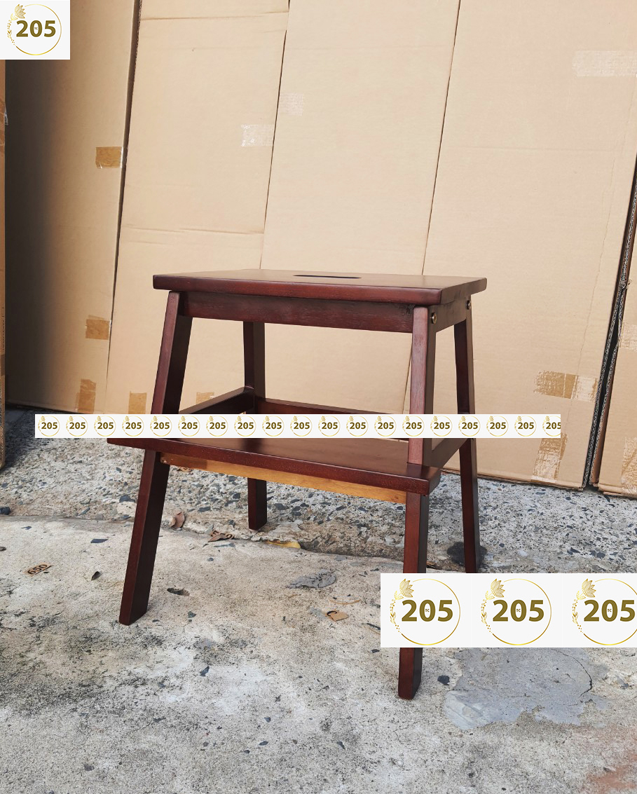 Ghế bậc thang 2 tầng bằng gỗ cao su 100% MÀU VÀNG - 205 TC WOODEN STOOL
