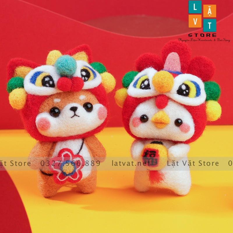 Bộ len chọc linh vật 12 con giáp cung hoàng đạo theo tuổi, quà tặng may mắn, DIY needle felting, có hướng dẫn