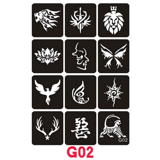 Khuôn vẽ hình xăm tattoo , xăm giả, henna (1 tờ A4 có nhiều mẫu)