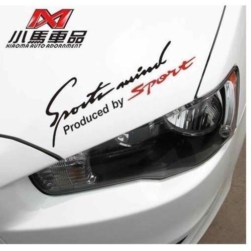 Tem Dán Decal Sport mind Xe Hơi Ô Tô Màu Đen Và Trắng