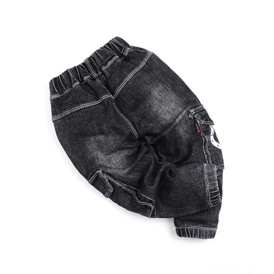 Quần jean đen dài túi hộp in số 3 cho bé trai 0.5-3 tuổi từ 10 đến 15 kg 05041