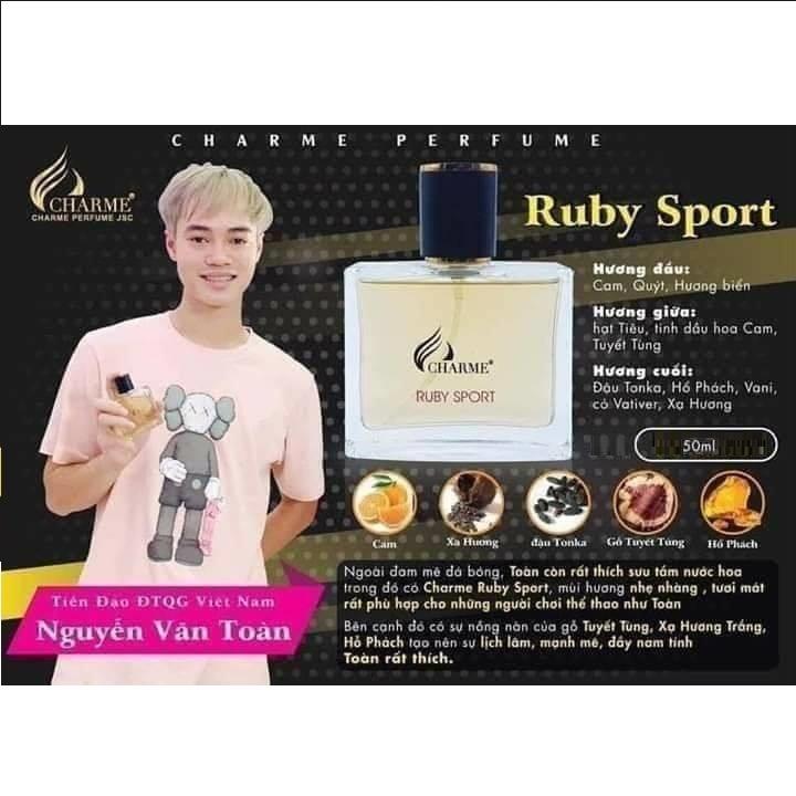 Nước hoa nam thơm lâu, Charme Ruby Sport, nam tính, năng động đầy cuốn hút, đúng chất quý ông, 50ml