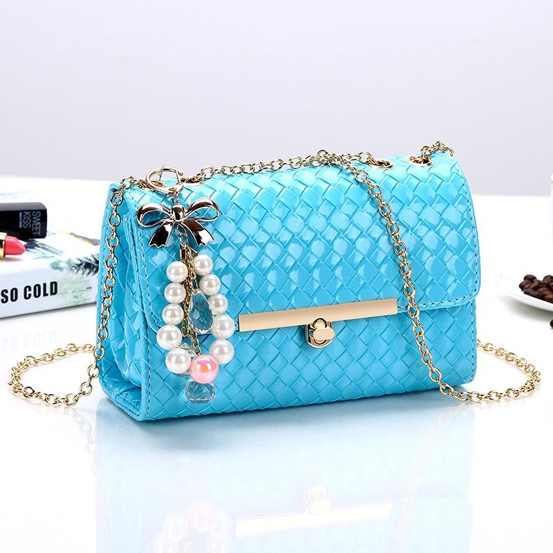 Túi đeo chéo nữ caro khóa gài thời trang HT9 màu xanh