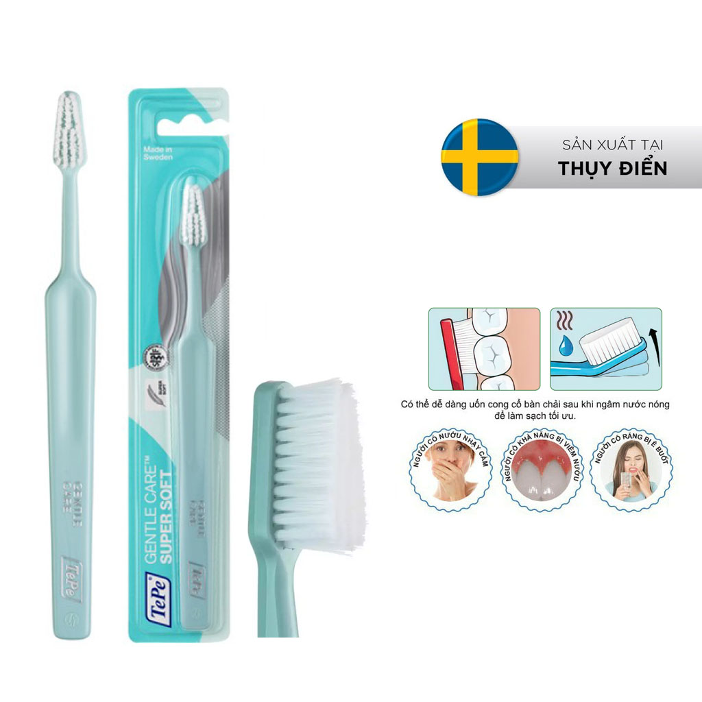 Bàn chải đánh răng siêu mềm cho vùng răng nhạy cảm và dùng sau phẫu thuật răng miệng Tepe Gentle Care