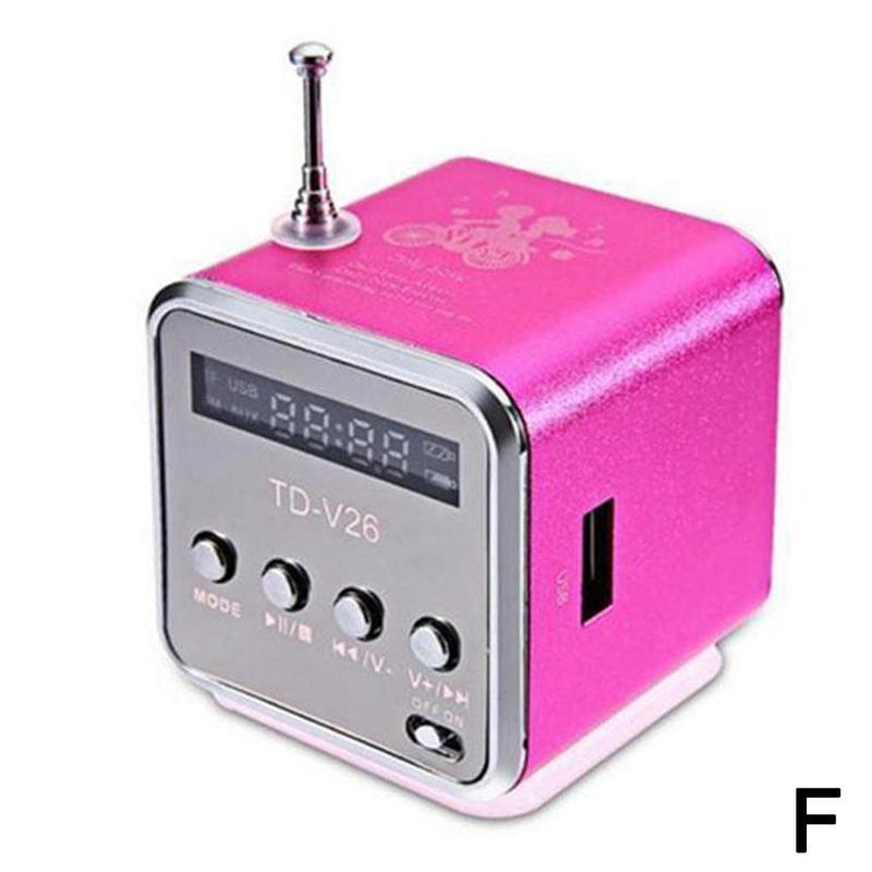 Di động Mini TDV26 Digital FM Radio loa kép U Stereo SD / TF Micro / Disk Loa Color: F