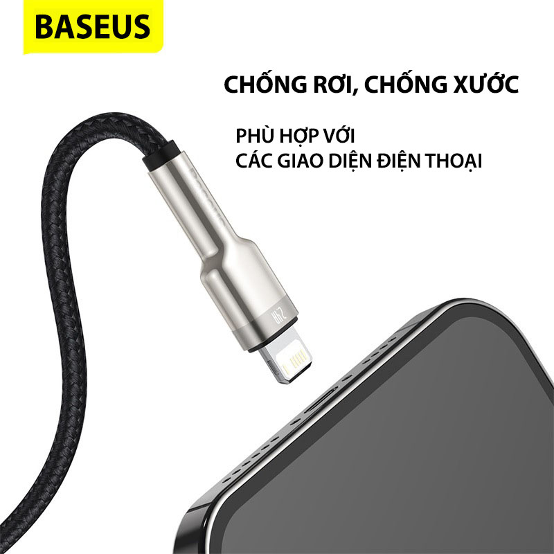 Cáp sạc nhanh 2.4A Baseus Cafule Metal Series dùng cho iPhone/ iPad - Độ ổn định cao -  An toàn - Siêu bền  - Hàng chính hãng