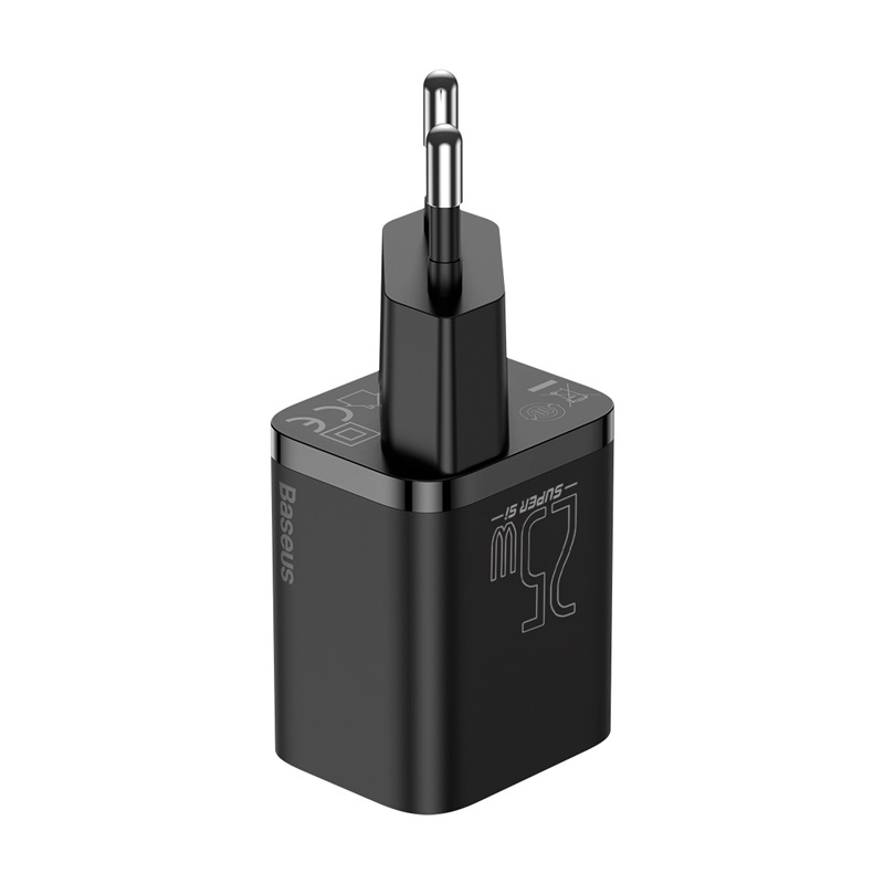 Củ sạc nhanh, nhỏ gọn Baseus Super Si Quick Charger hỗ trợ chuẩn PD 25W Đen - Hàng chính hãng