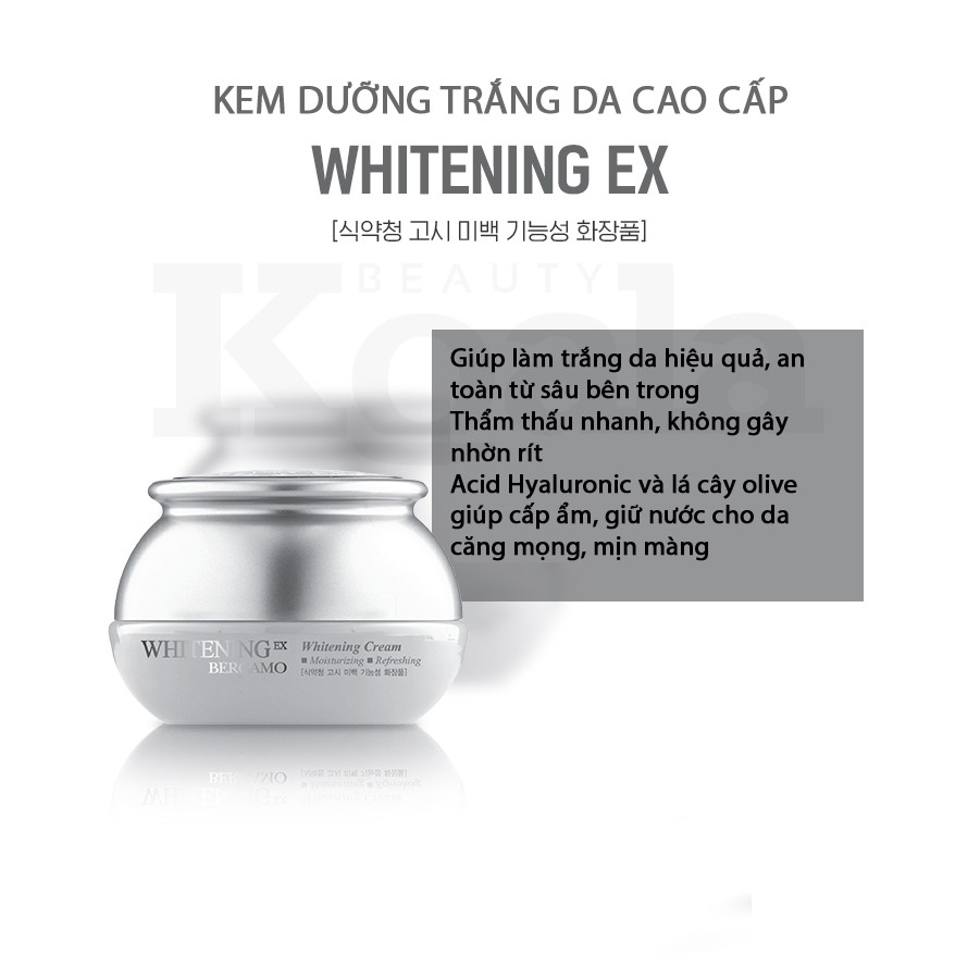 Combo Tinh chất dưỡng trắng da Bergamo White Vita Luminant Essence 110ml và Kem dưỡng trắng da Bergamo Whitening EX Cream