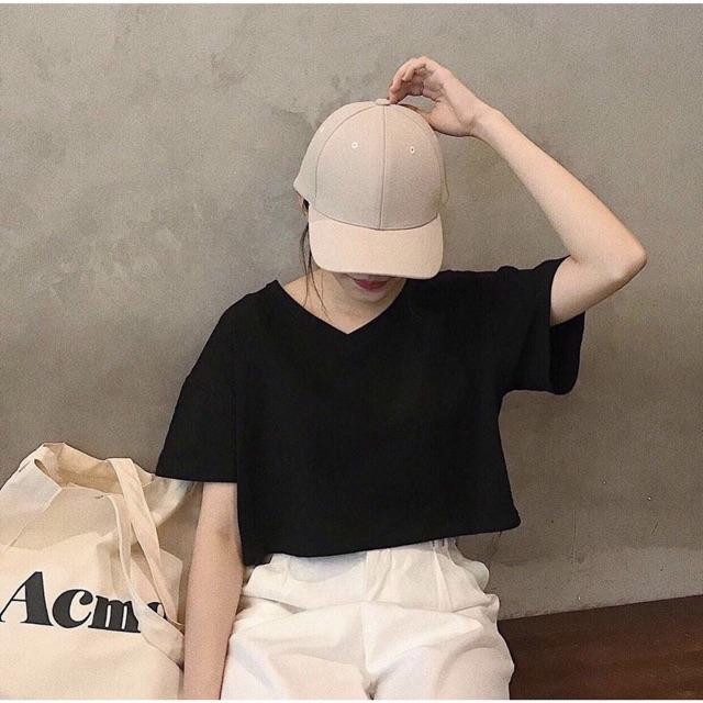 Áo croptop tay ngắn, áo croptop form rộng cổ tim thời trang sành điệu