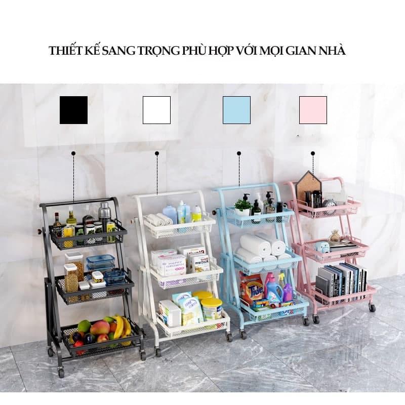 Kệ để đồ 3 tầng , kệ để đồ nhà bếp đa năng điều chỉnh xoay 180 độ, chắc chắn làm bằng thép sơn tĩnh điện