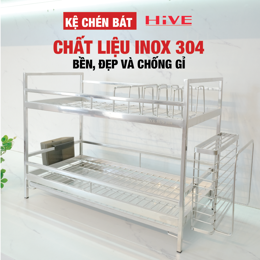 Kệ Chén Bát 2 tầng HiVE new Inox nguyên khối 304