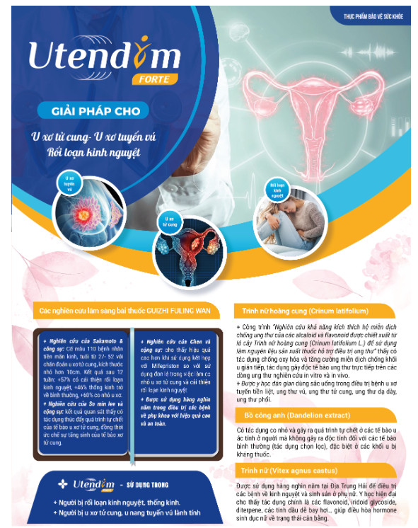 UTENDIM Forte - Hỗ trợ cho các trường hợp u xơ, rối loạn kinh nguyệt - Nhà máy liên doanh Medinej USA đạt chuẩn WHO-GMP