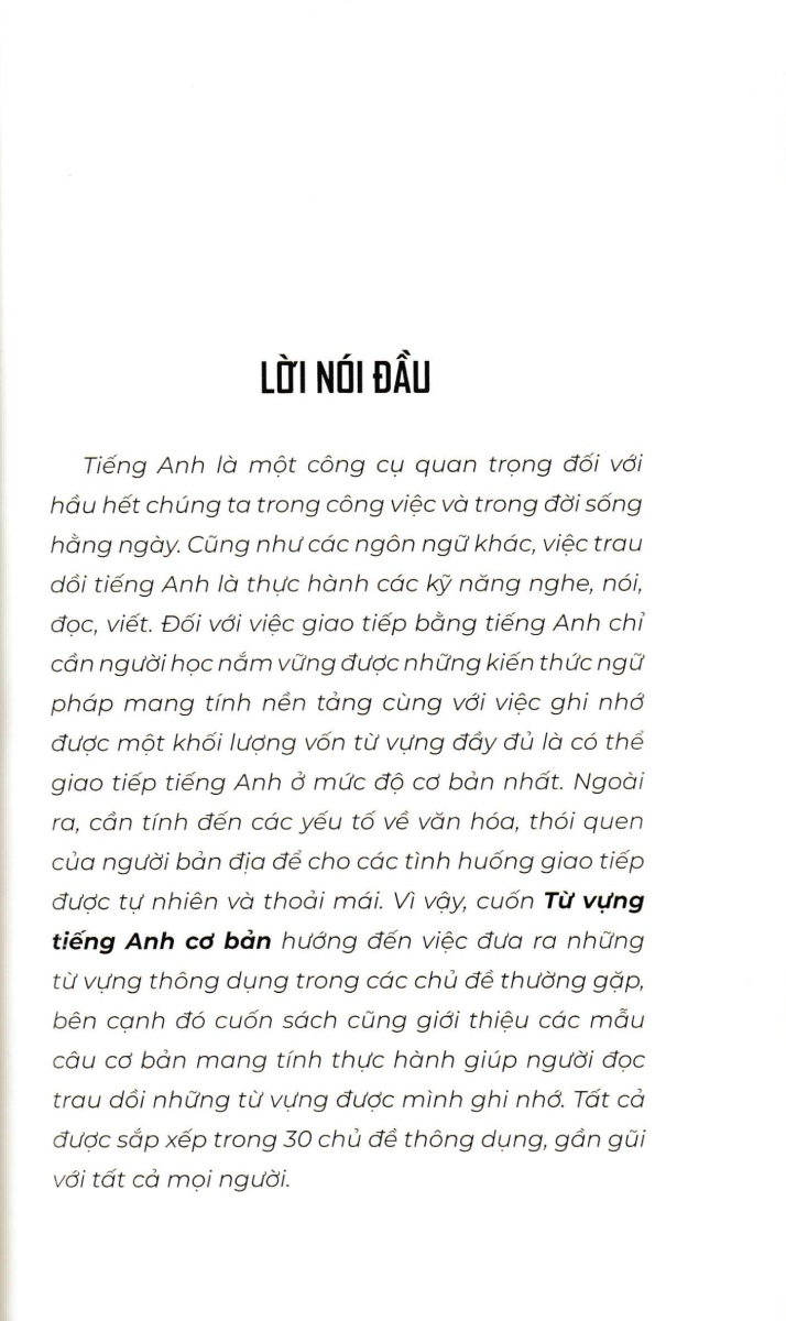 Từ Vựng Tiếng Anh Cơ Bản (30 Chủ Đề Phổ Biến Nhất - Sbooks)