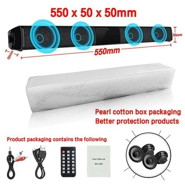 Loa Di Động HIFI Bluetooth Loa Máy Tính Cho Tivi Gia Đình Soundbar Hộp Loa Siêu Trầm Đài Phát Thanh Trung Tâm Âm Nhạc Caixa De Som Bluetooth Color: 330 mm BS28A