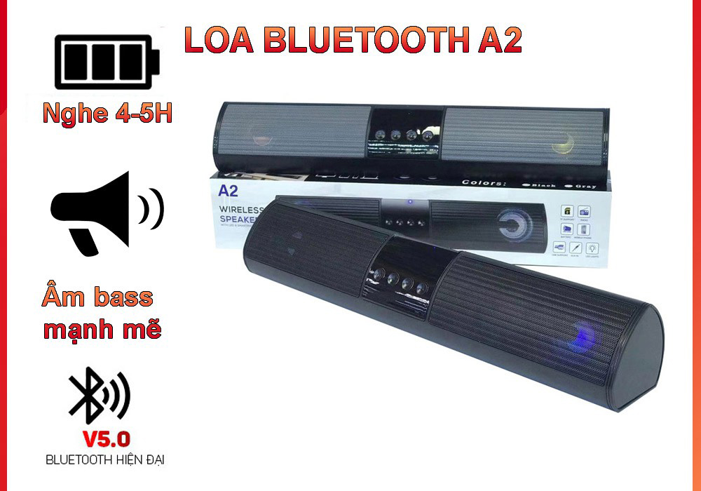 Loa Bluetooth A2 dài ,thiết kế đèn Led , âm thanh trong trẻo , đẹp mắt