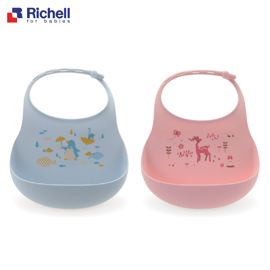 Yếm ăn dặm silicone Richell thiết kế thông minh, đẹp mắt, dễ dàng điều chỉnh kích thước chịu nhiệt cao, gấp gọn tiện lợi