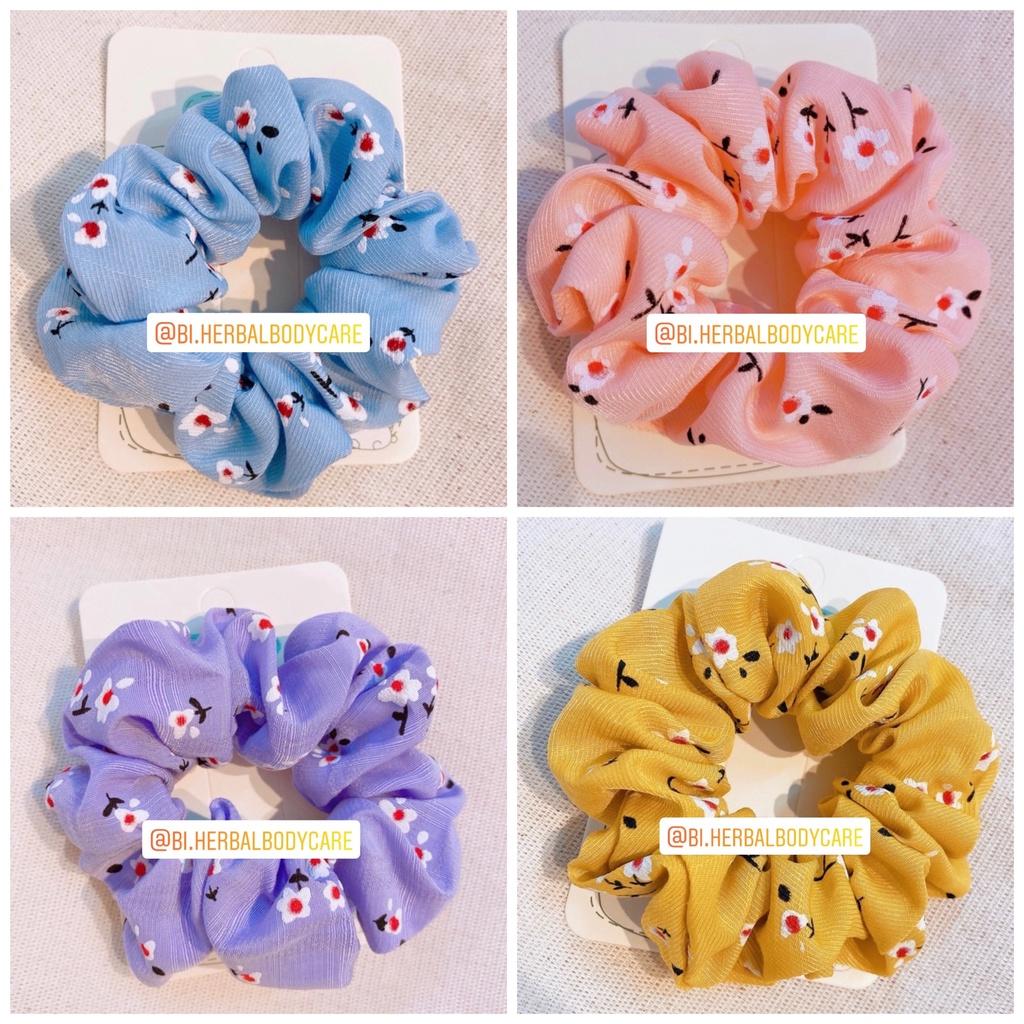 Scrunchies cột tóc buộc tóc họa tiết hoa anh đào nhí dễ thương nhiều màu