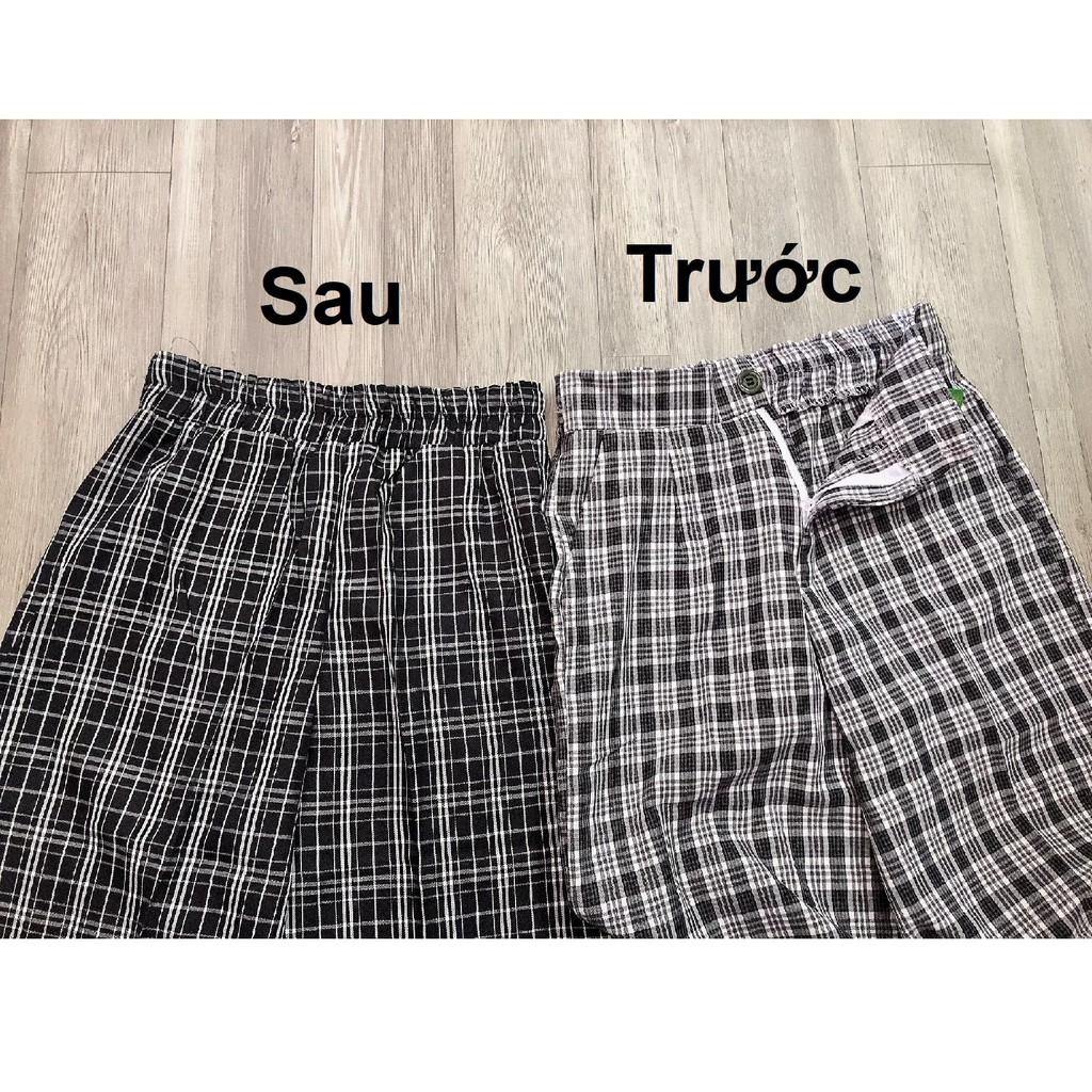 Quần culottes kẻ caro có khóa kéo OR14