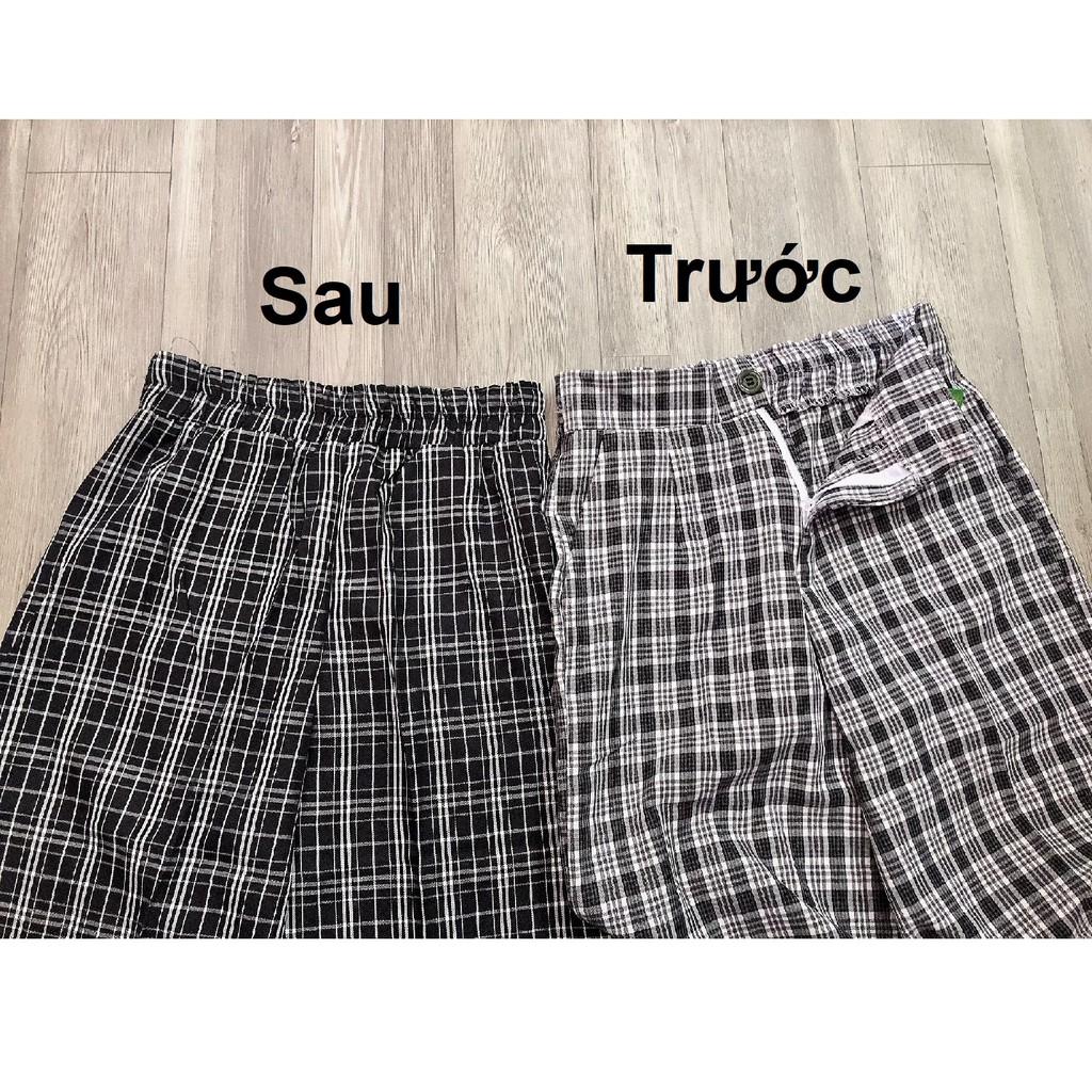 Quần culottes kẻ caro có khóa kéo ( Hình thật dưới sàn ) OR14