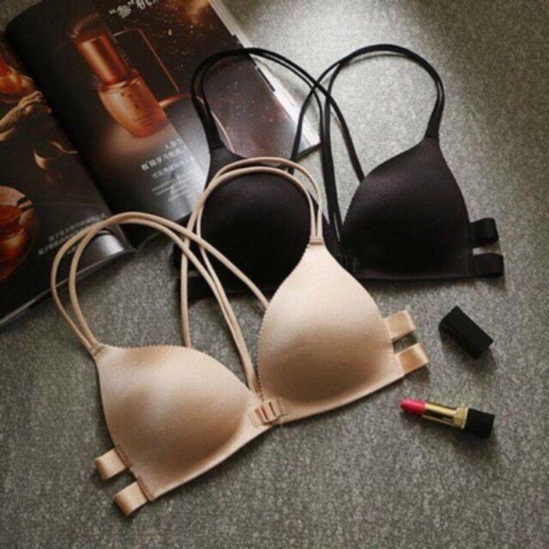 Áo Lót Nữ Cài Trước Dây Chéo Su Đúc Không Gọng Sexy Nâng Ngực-New