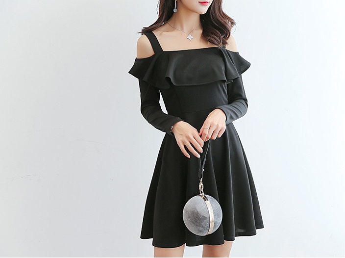 Đầm nữ dáng xòe Kiểu dáng Hàn Quốc thiết kế 2 dây bèo ngực vải mịn co giãn nhiều AH87