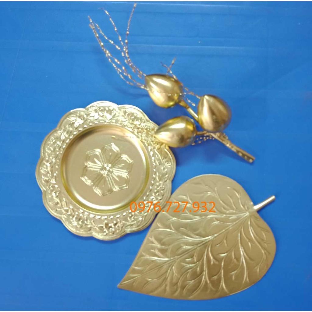 Trầu cau thờ cúng bằng đồng, quả cau lá trầu bằng đồng, bộ trầu cau trùm 3 quả