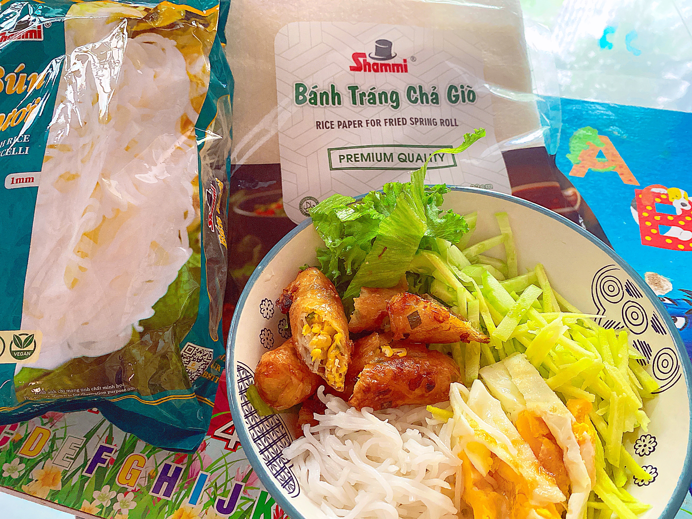 Combo Bánh tráng gỏi cuốn Shammi tròn túi 400g + Bánh tráng chả giò Shammi vuông túi 200g + Bún tươi Shammi túi 400g