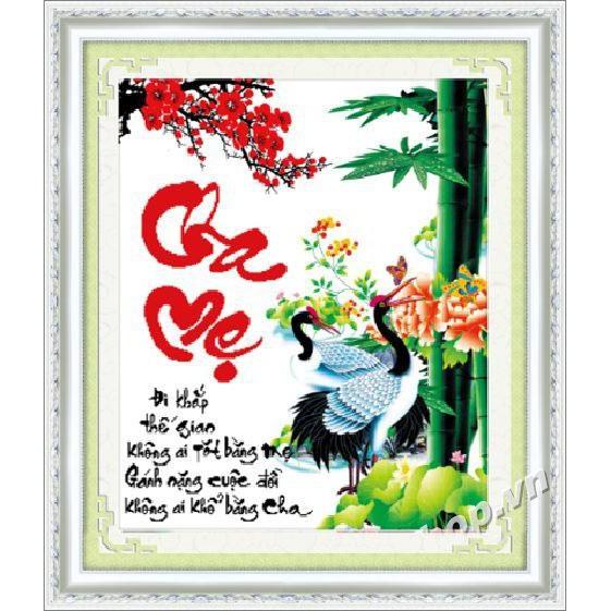 Tranh thêu chữ thập Cha mẹ DLH-222734
