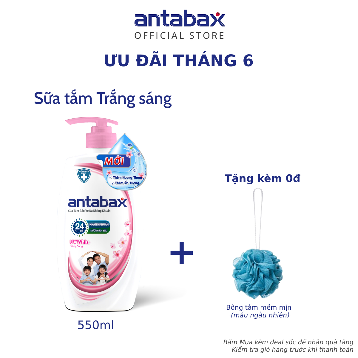 Sữa Tắm Bảo Vệ Da Kháng Khuẩn Antabax UV White Trắng Sáng 550ml